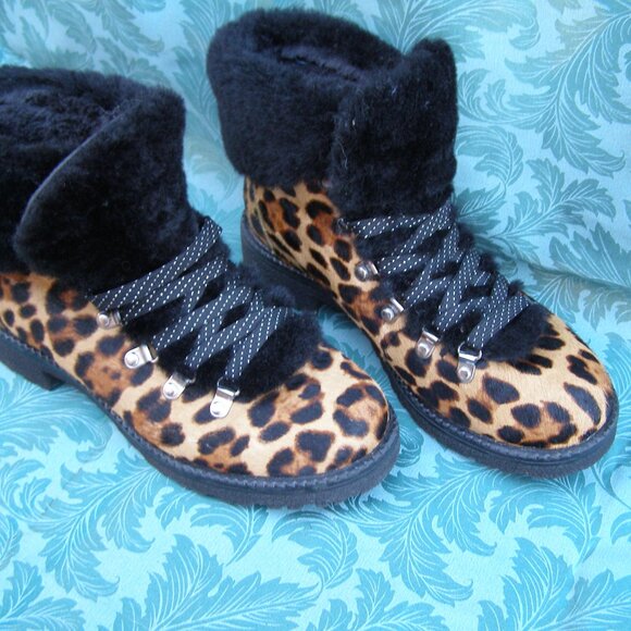 🤎🖤 J. Crew size 8-8.5 Nordic Boots in Leopard Calf Hair - Picture 9 of 12